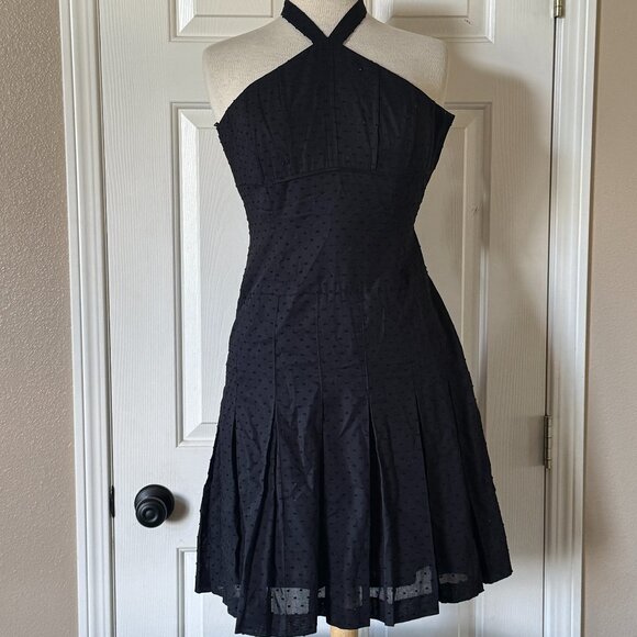 NWT Laundry by Shelli Segal Black Polka Dot Halter Mini Dress Size 4 - Picture 1 of 3